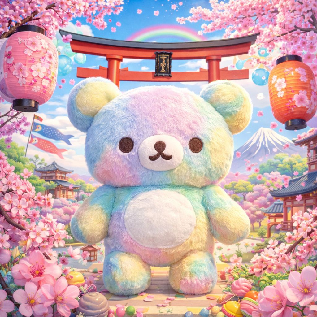San-X Fuzzy XL Marble Rainbow Rilakkuma Plush