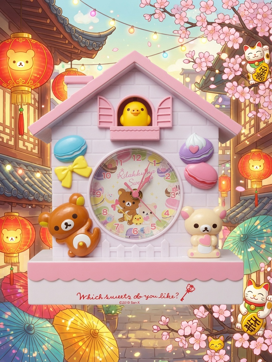 Rilakkuma "Sweets & Sweets" Premium House Shape Clock