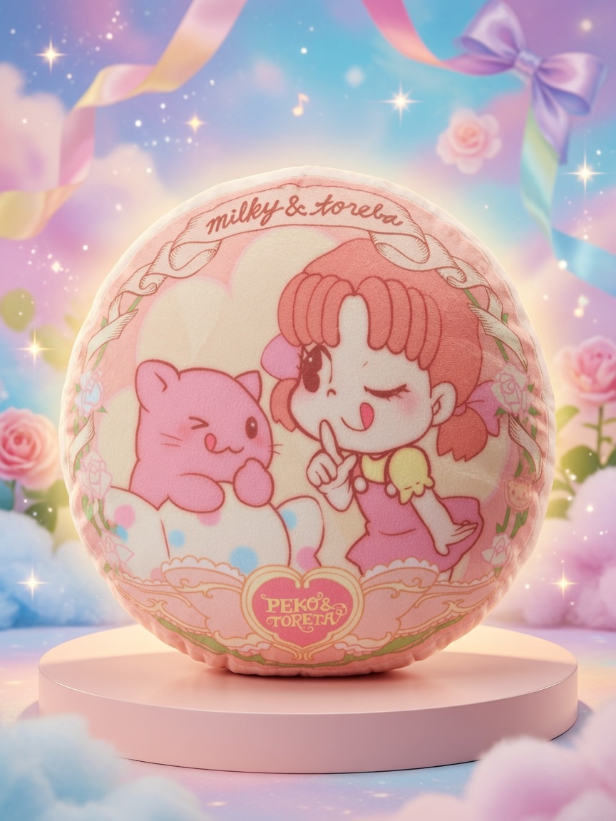 Fujiya Peko-chan × Toreba “Secret Garden” Round BIG Cushion — 2019 Japan Exclusive