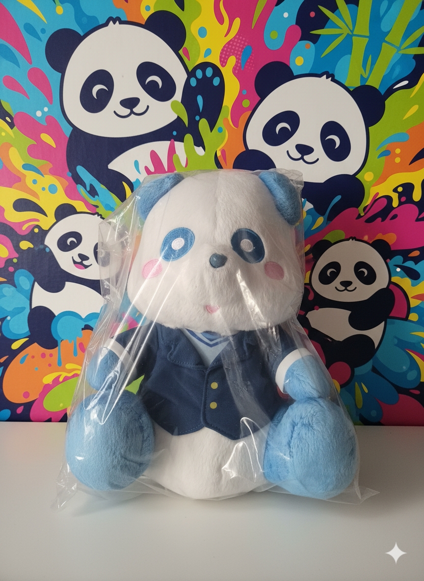 AAA Panda Bear BIG Plush — Blue School Uniform Edition