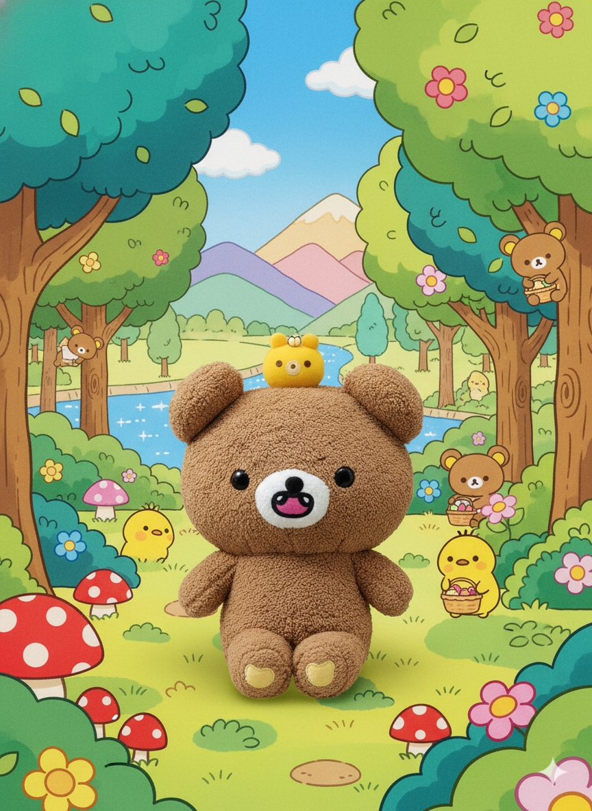 Rilakkuma Chairoikoguma & Bee Fuzzy 12" Prize Plush — Toreba 2019 collectible, photo 2 of 2